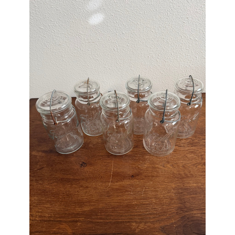 Lot of 6 Vintage Ball Ideal Canning Jars w/ Wire Bail Lids 5 Small Mouth 1 Wide - Picture 2 of 5